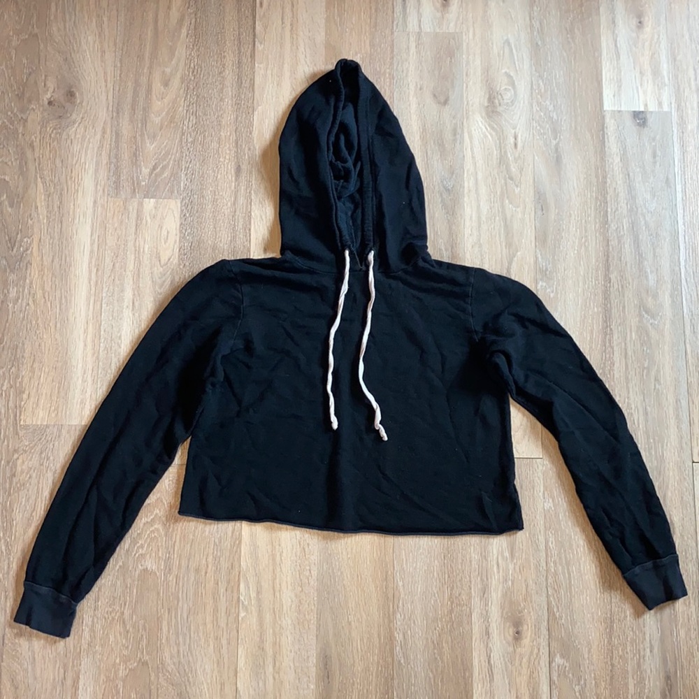 Black Lightweight Crop Top Hoodie